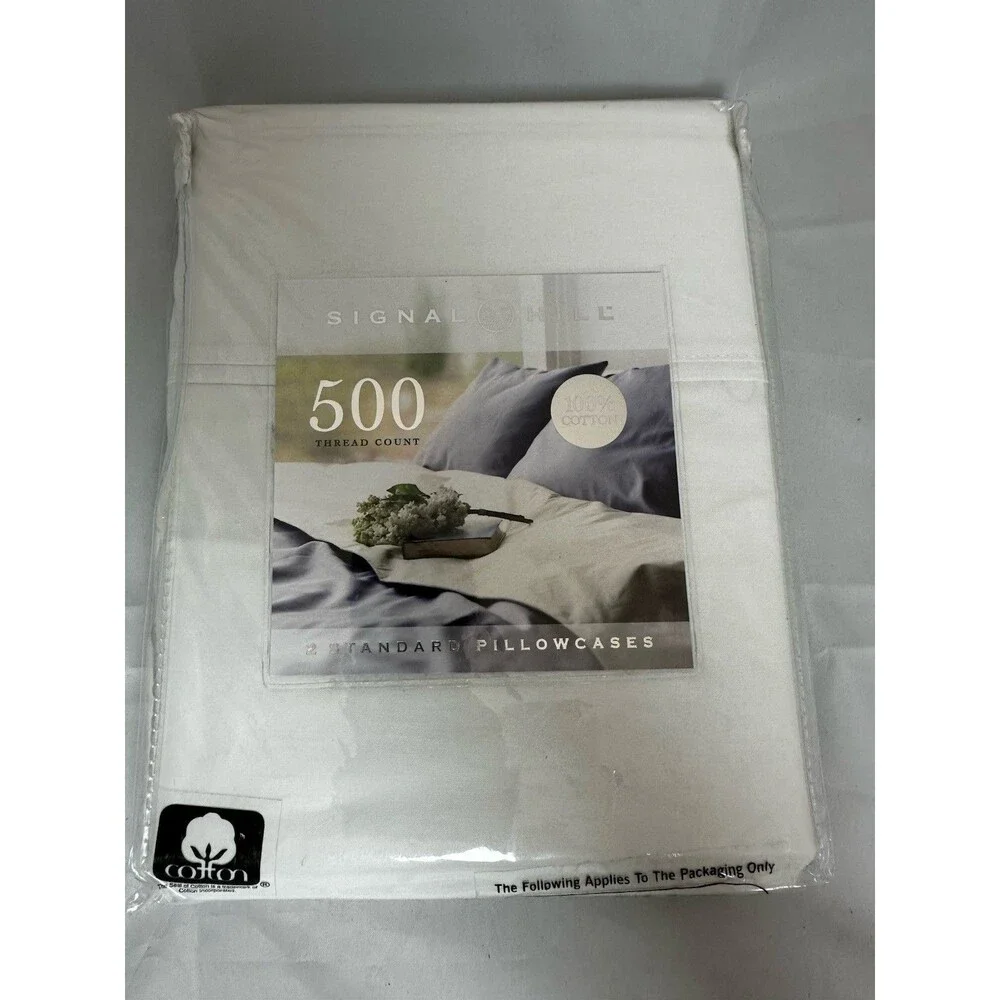Signal Hill Set Of 2 Standard White Pillowcases 100 % Cotton 20x30